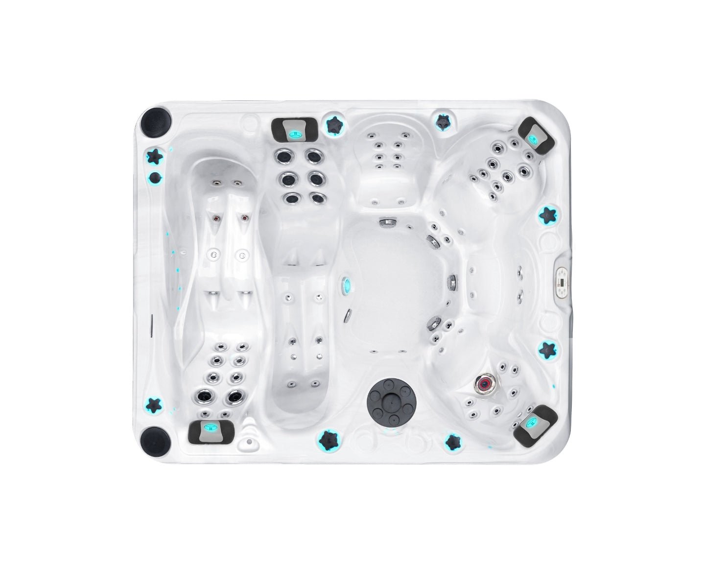 Desire luxury hot tub with 6 seats, white shell, blue LED lights and multiple jets - Signature Collection by Passion Spas hot tubs