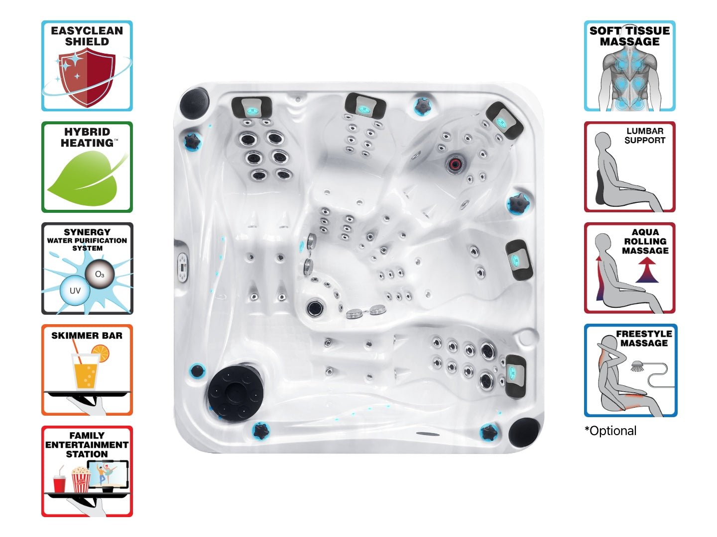 Devotion luxury hot tub with 5 loungers, therapeutic jets, and advanced features from Passion Spas Signature Collection Hot Tubs