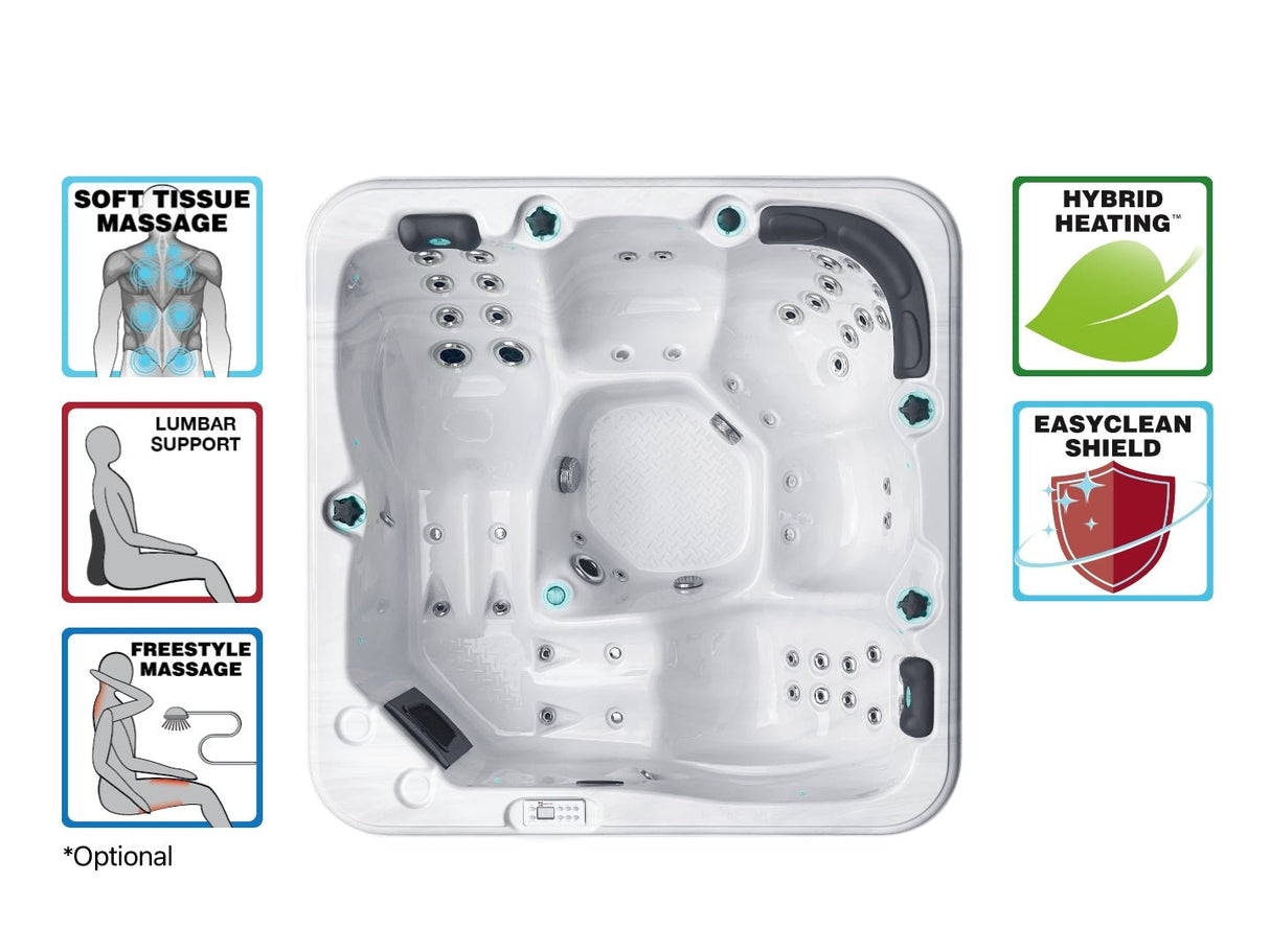 Relax Spa with 3 bucket seats, 2 loungers, lumbar support and premium massage jets - Passion Spas Pure Collection Hot Tub