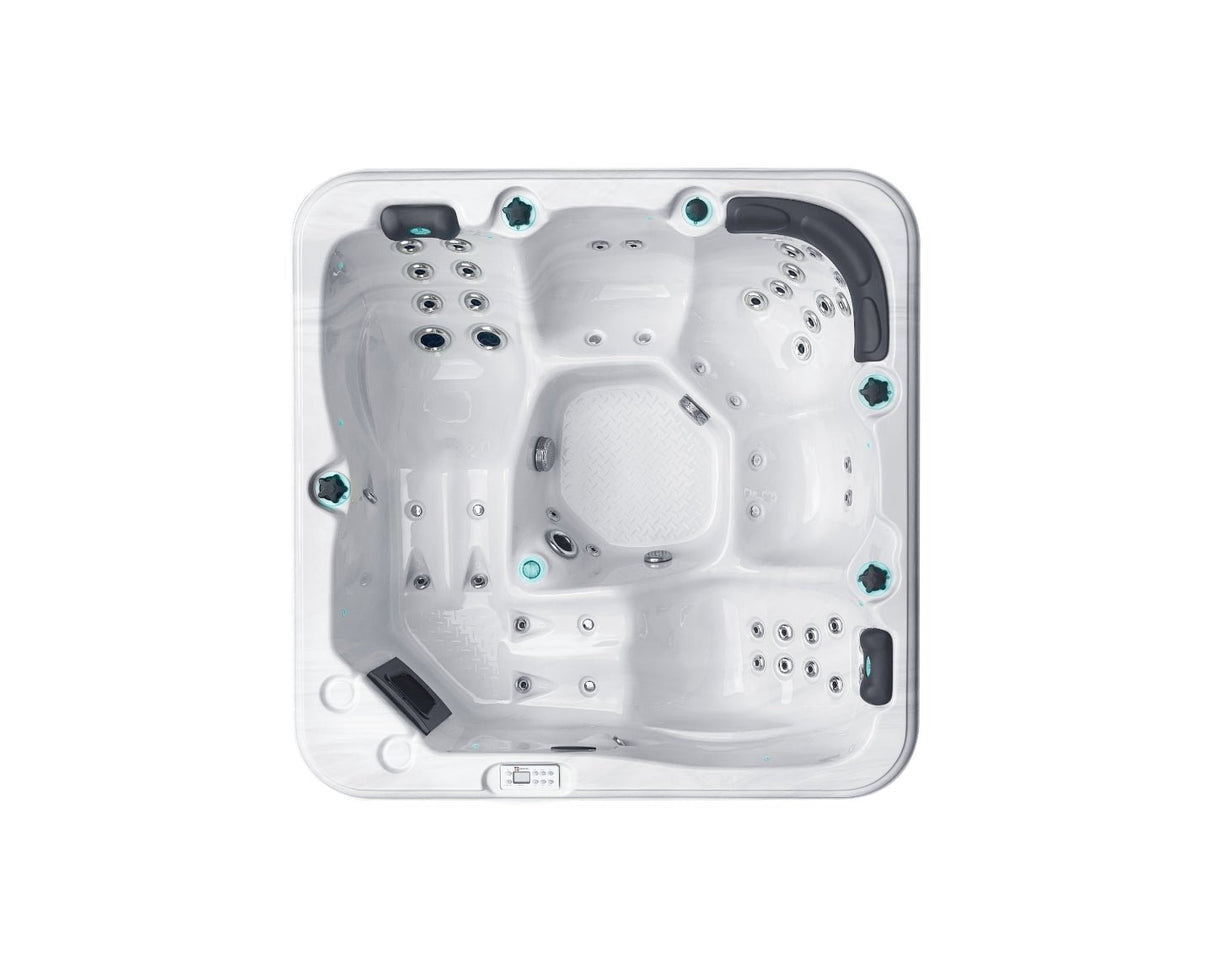 White Relax hot tub with 5 seats, adjustable jets, dual loungers and ergonomic design - Passion Spas Pure Collection Hot Tubs 6+ Person
