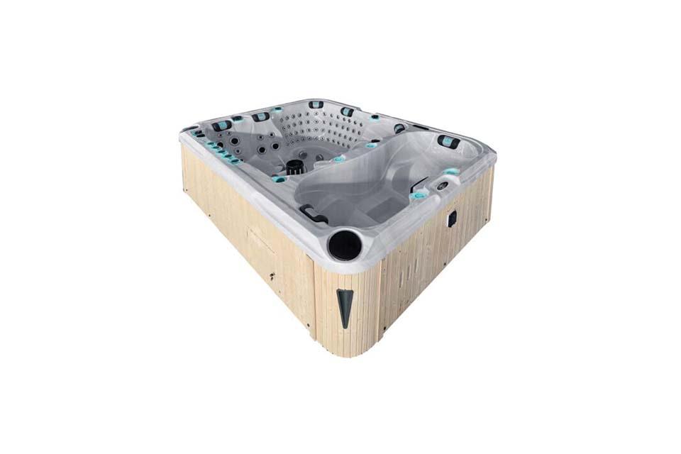 Elevate hot and cold therapy ice bath with modern jets and LED lighting, beige exterior finish - Passion Ice Baths collection